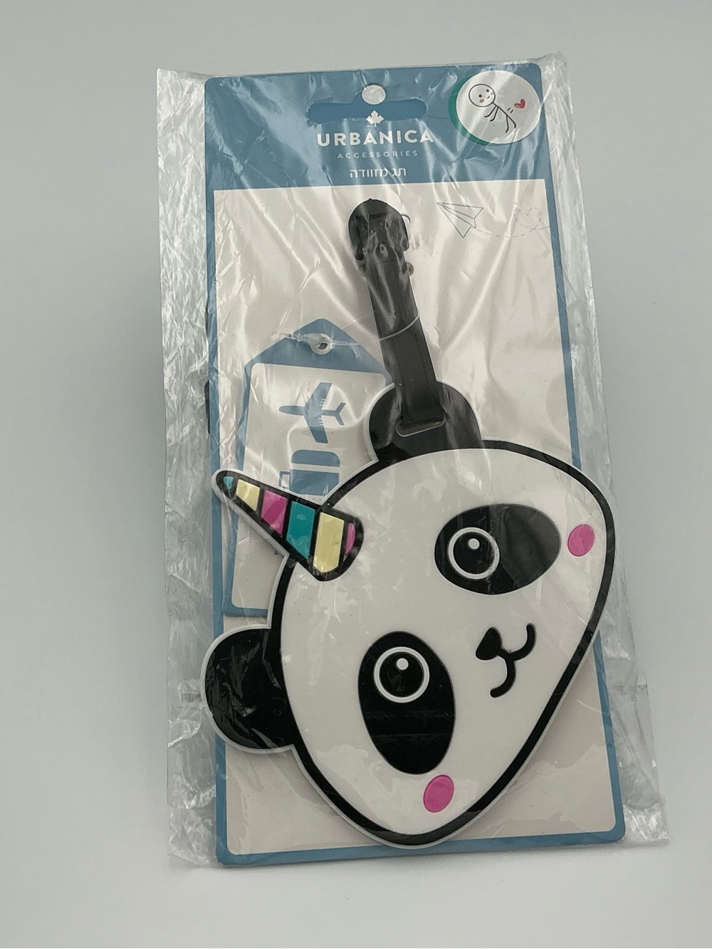 Urban Outfitters Panda Unicorn Silicone Luggage Tag - White with Multicolor Horn